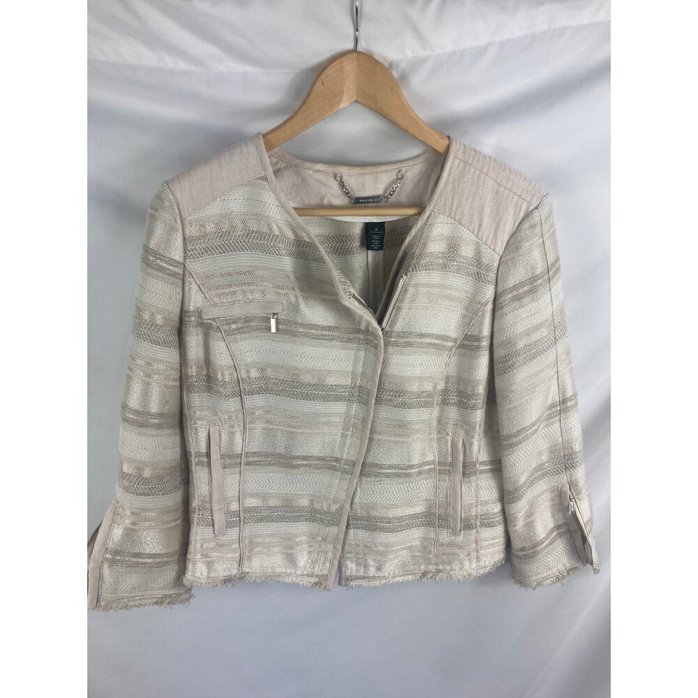 WHBM Tweed Asymmetrical Zip Jacket Size 14